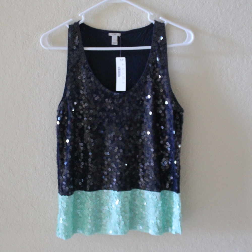NWT J.CREW SEQUIN COLORBLOCK TANK